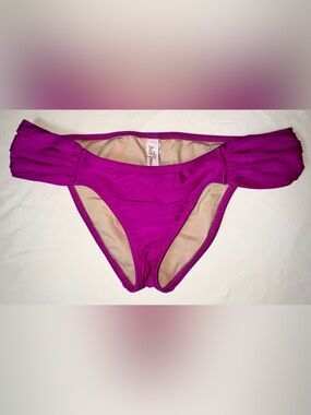 Luli Fama Vibrant Magenta Ruched Side Bikini Bottoms